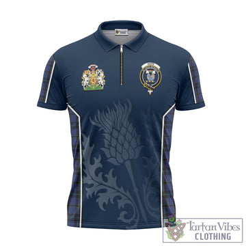 Hope (Vere-Weir) Tartan Zipper Polo Shirt with Family Crest and Scottish Thistle Vibes Sport Style