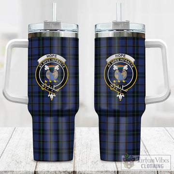 Hope (Vere-Weir) Tartan and Family Crest Tumbler with Handle