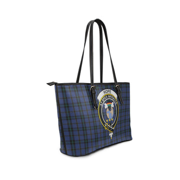 Hope (Vere-Weir) Tartan Leather Tote Bag with Family Crest