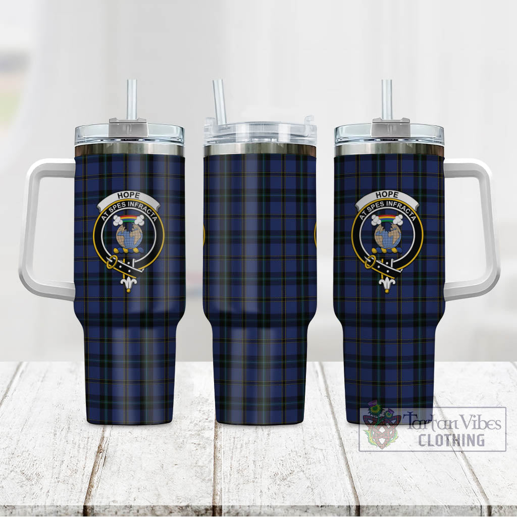Tartan Vibes Clothing Hope (Vere-Weir) Tartan and Family Crest Tumbler with Handle