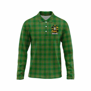 Hopkins Irish Clan Tartan Long Sleeve Polo Shirt with Coat of Arms