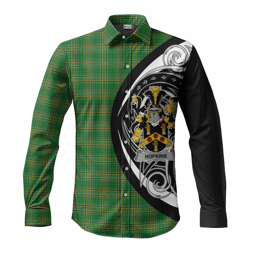 Tartan Vibes Clothing Hopkins Irish Clan Long Sleeve Button Shirt Celtic Circle Style