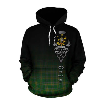 Hopkins Irish Clan Cotton Hoodie with Coat of Arms Erin Go Bragh Celtic Inspired