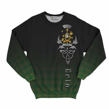 Hopkins Irish Clan Sweatshirt with Coat of Arms Erin Go Bragh Celtic Inspired