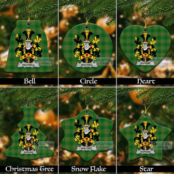 Hopkins Irish Clan Tartan Christmas Ceramic Ornament with Coat of Arms