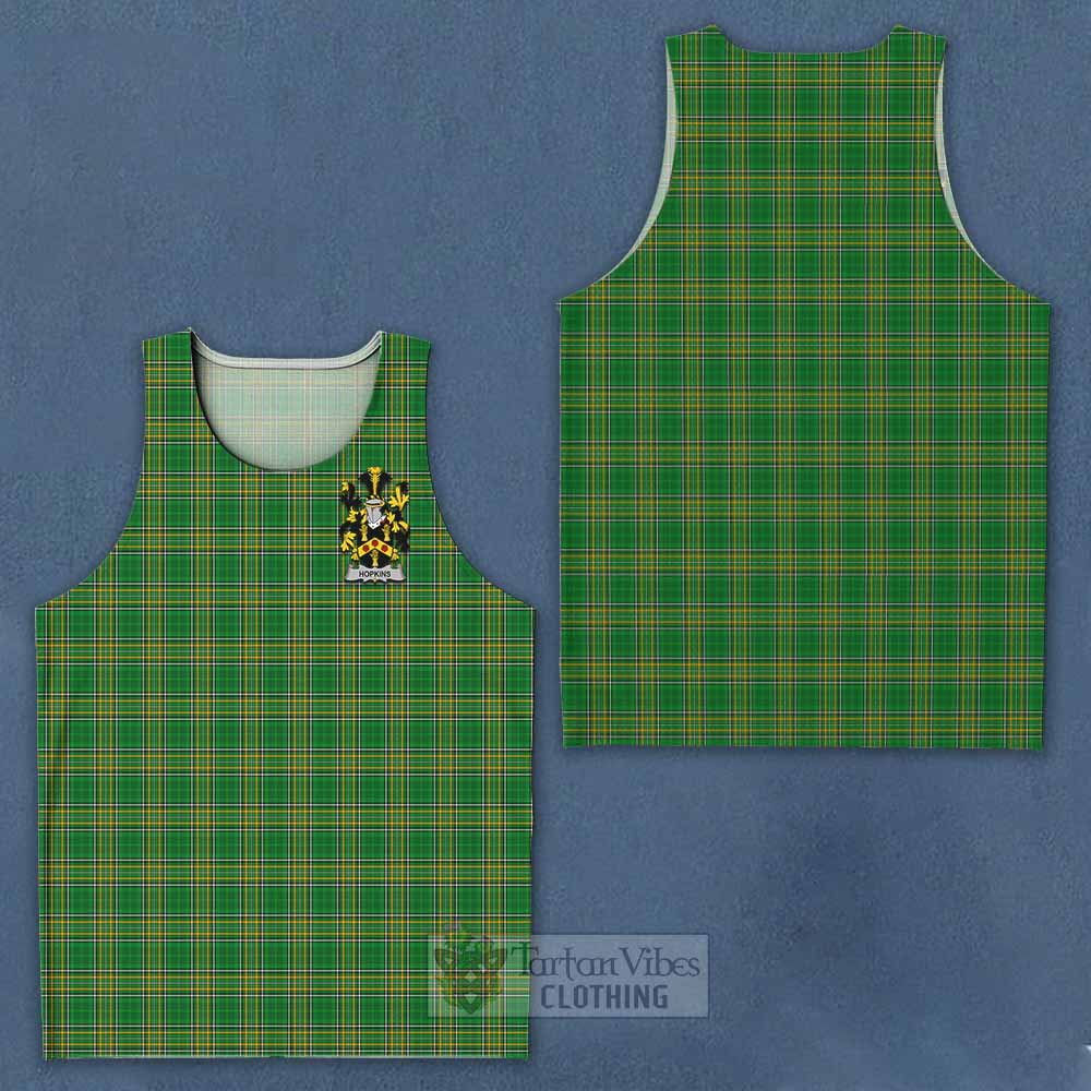 Tartan Vibes Clothing Hopkins Irish Clan Tartan Men's Tank Top with Coat of Arms