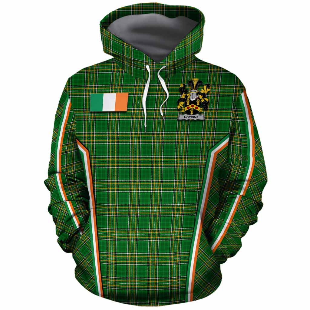 Hopkins Irish Clan Coat of Arm Tartan Cotton Hoodie Flag Style