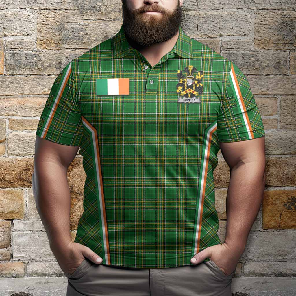 Hopkins Irish Clan Coat of Arm Tartan Polo Shirt Flag Style