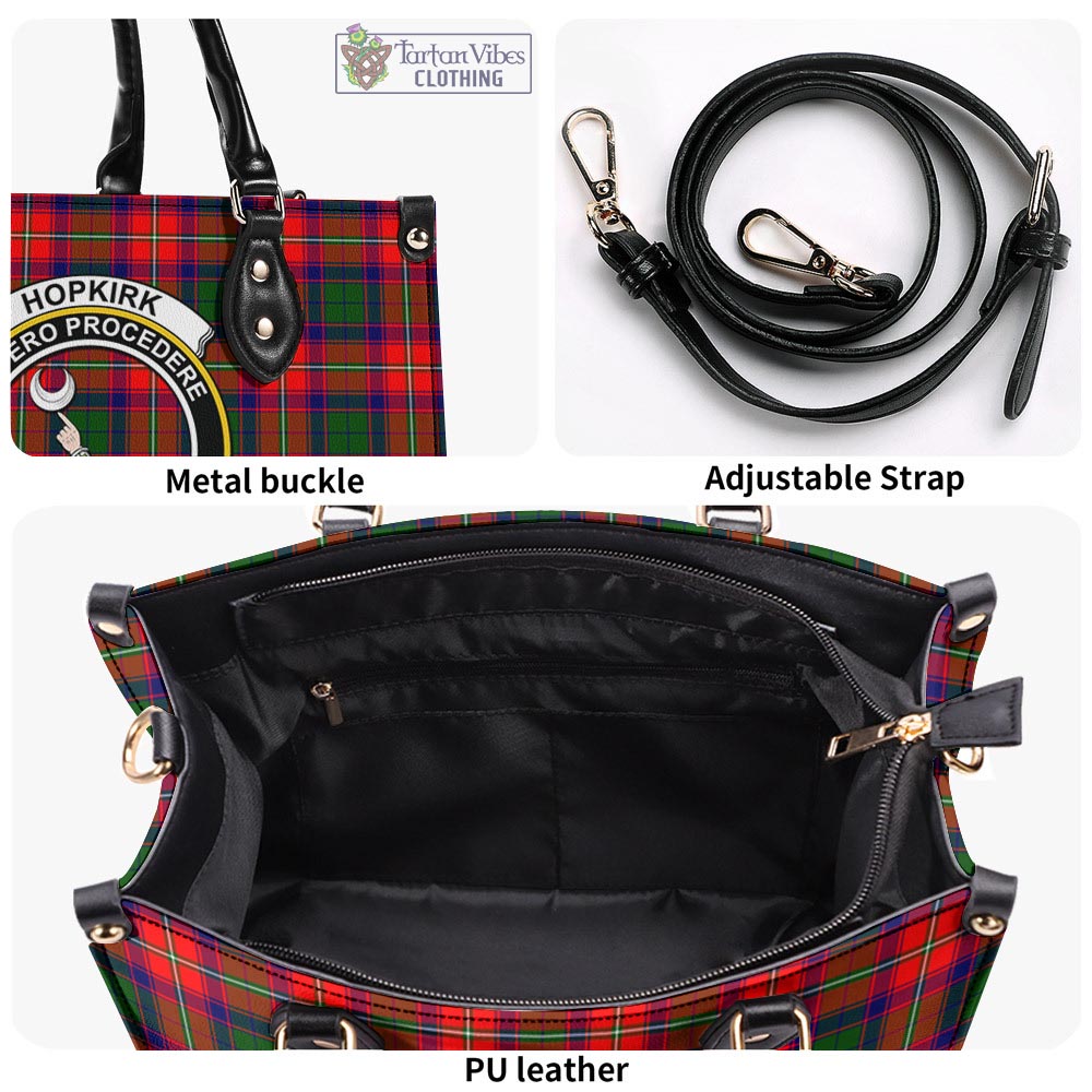 Hopkirk Tartan Luxury Leather Handbags with Family Crest - Tartan Vibes Clothing
