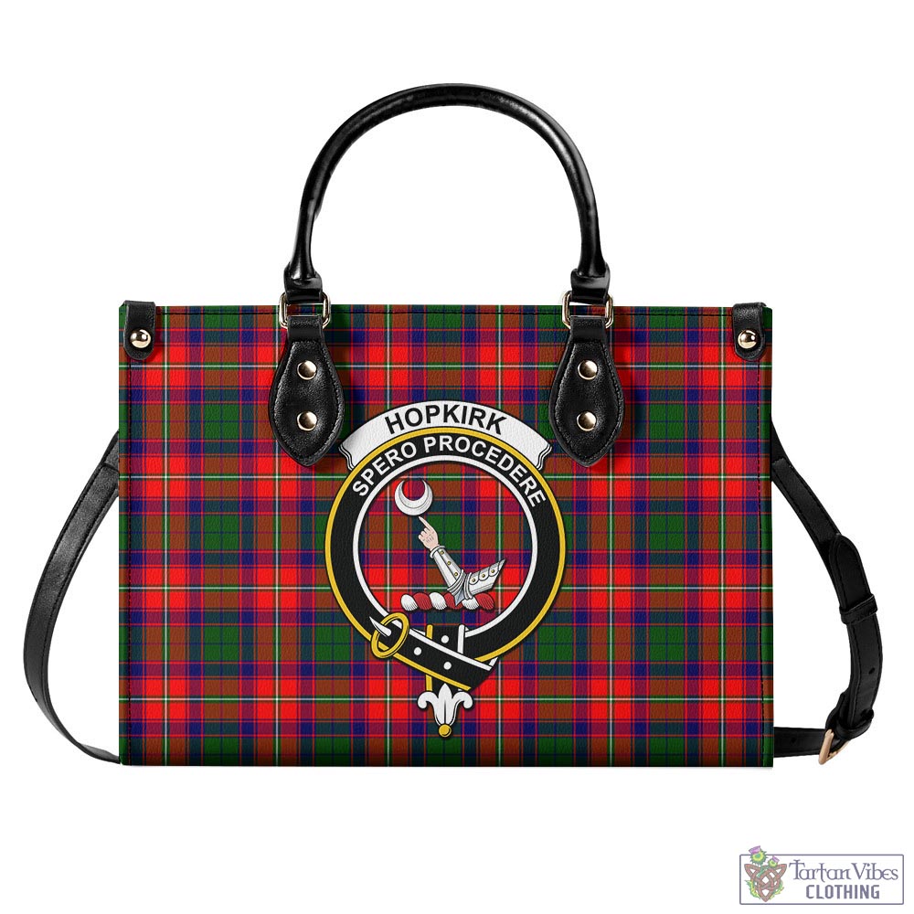 Hopkirk Tartan Luxury Leather Handbags with Family Crest - Tartan Vibes Clothing