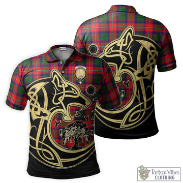 Hopkirk Tartan Polo Shirt with Family Crest Celtic Wolf Style Kid - Tartan Vibes Clothing