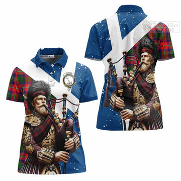 Hopkirk Tartan Women's Polo Shirt with Family Crest Scottish Bagpiper Vibes Women - Tartan Vibes Clothing
