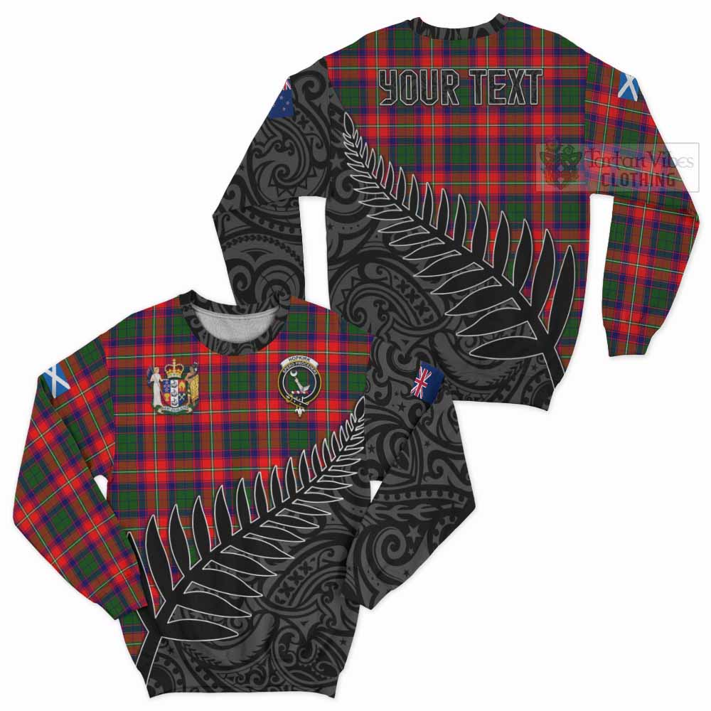 Hopkirk Crest Tartan Sweatshirt with New Zealand Silver Fern Half Style Unisex - Tartan Vibes Clothing