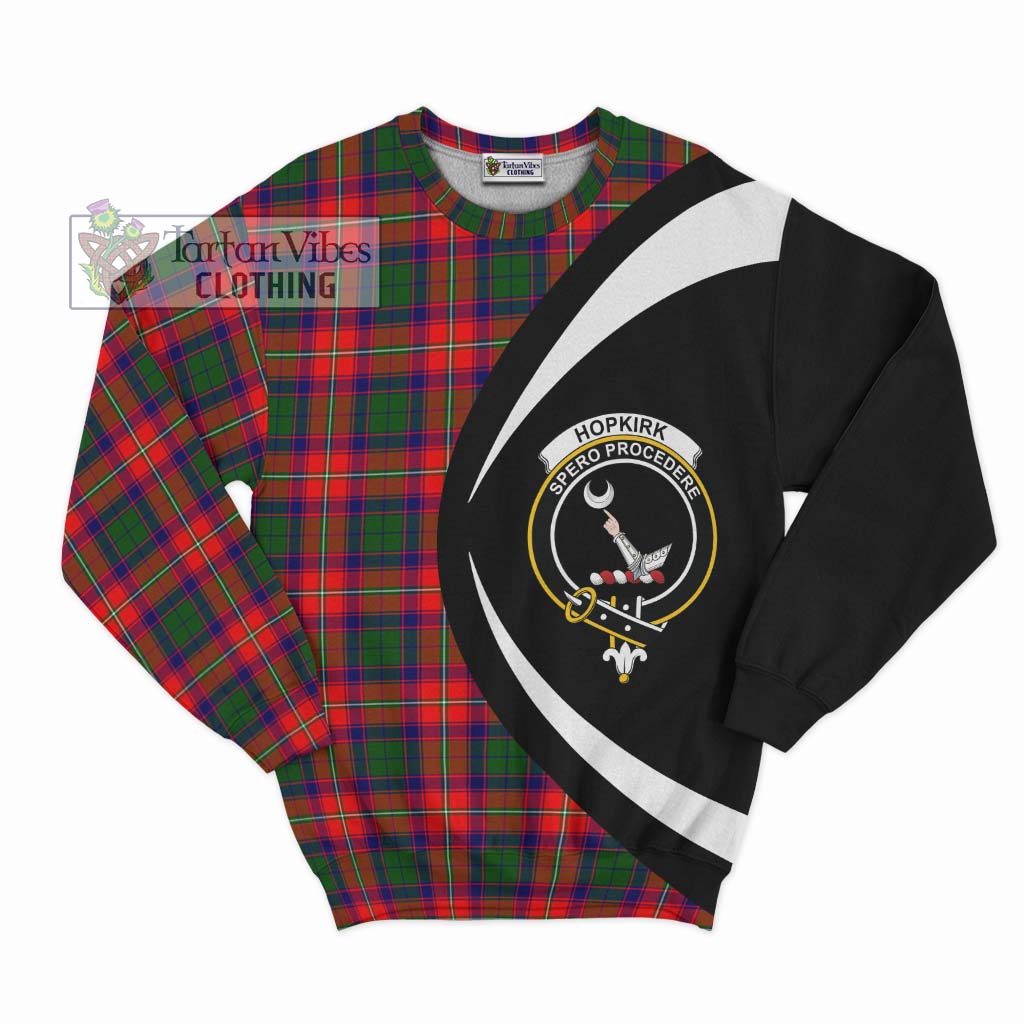 Hopkirk Tartan Sweatshirt with Family Crest Circle Style Unisex - Tartan Vibes Clothing