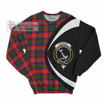 Hopkirk Tartan Sweatshirt with Family Crest Circle Style Unisex - Tartan Vibes Clothing