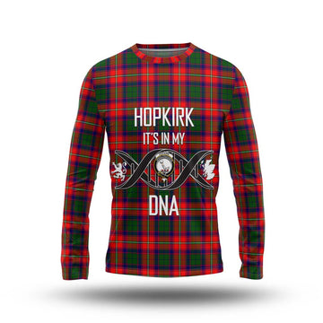 Hopkirk Tartan Long Sleeve T-Shirt with Family Crest DNA In Me Style Unisex - Tartan Vibes Clothing