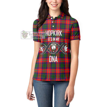 Hopkirk Tartan Women's Polo Shirt with Family Crest DNA In Me Style Women - Tartan Vibes Clothing
