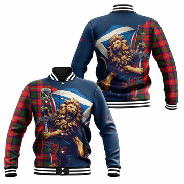 Hopkirk Tartan Family Crest Baseball Jacket with Scottish Majestic Lion Unisex - Tartan Vibes Clothing