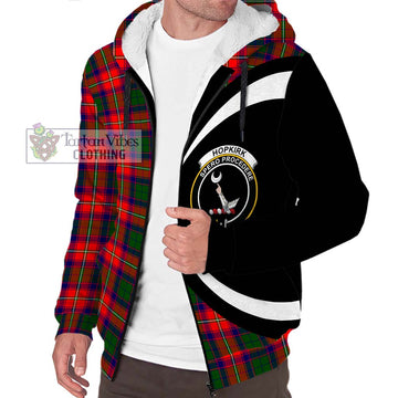 Hopkirk Tartan Sherpa Hoodie with Family Crest Circle Style Unisex S - Tartan Vibes Clothing