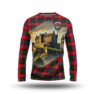 Hopkirk Tartan Family Crest Long Sleeve T-Shirt with Scottish Ancient Castle Style Unisex - Tartan Vibes Clothing