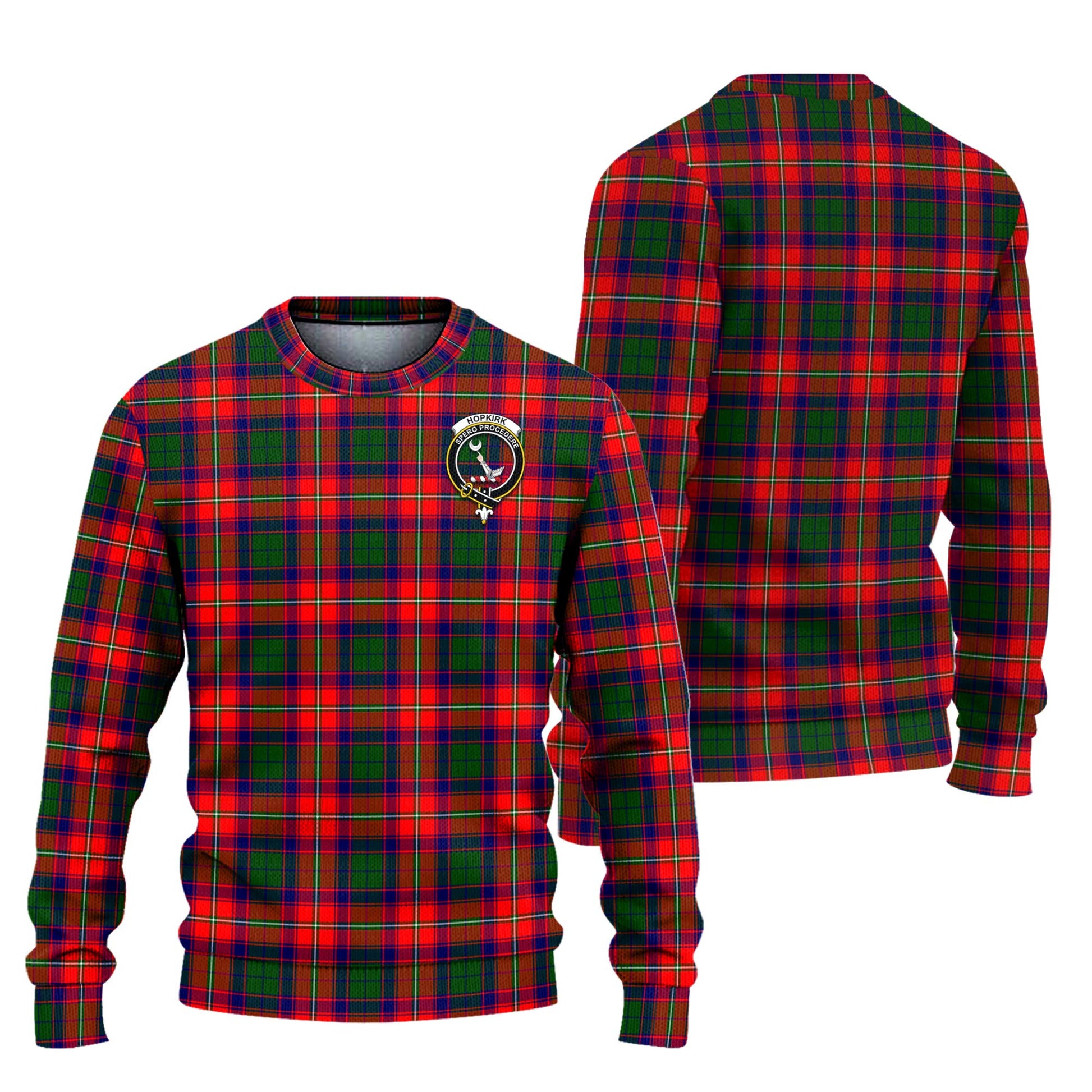 Hopkirk Tartan Ugly Sweater with Family Crest Unisex - Tartan Vibes Clothing