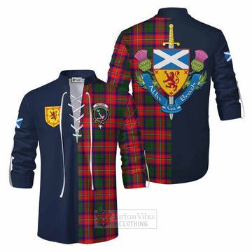 Hopkirk Tartan Ghillie Kilt Shirt Alba with Scottish Lion Royal Arm Half Style Men - Tartan Vibes Clothing