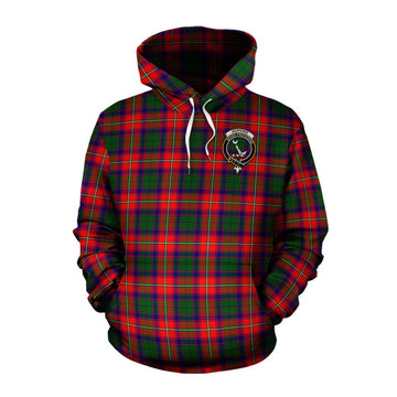 Hopkirk Tartan Cotton Hoodie with Family Crest and Bearded Skull Holding Bottles of Whiskey Pullover Hoodie XS - Tartan Vibes Clothing