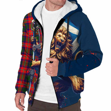 Hopkirk Tartan Family Crest Sherpa Hoodie with Scottish Majestic Lion Unisex S - Tartan Vibes Clothing