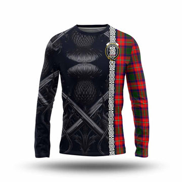Hopkirk Tartan Long Sleeve T-Shirt with Family Crest Cross Sword Thistle Celtic Vibes Unisex - Tartan Vibes Clothing