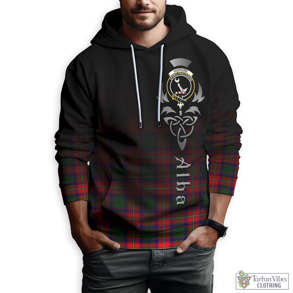 Hopkirk Tartan Hoodie Featuring Alba Gu Brath Family Crest Celtic Inspired Zip Hoodie - Tartan Vibes Clothing