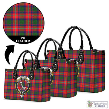 Hopkirk Tartan Luxury Leather Handbags with Family Crest L - Tartan Vibes Clothing
