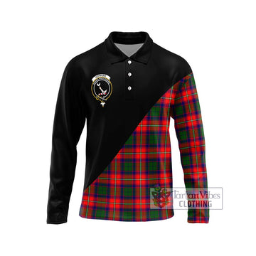 Hopkirk Tartan Long Sleeve Polo Shirt with Family Crest and Military Logo Style Unisex - Tartan Vibes Clothing
