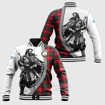 Hopkirk Tartan Clan Crest Baseball Jacket with Highlander Warrior Celtic Style Unisex - Tartan Vibes Clothing
