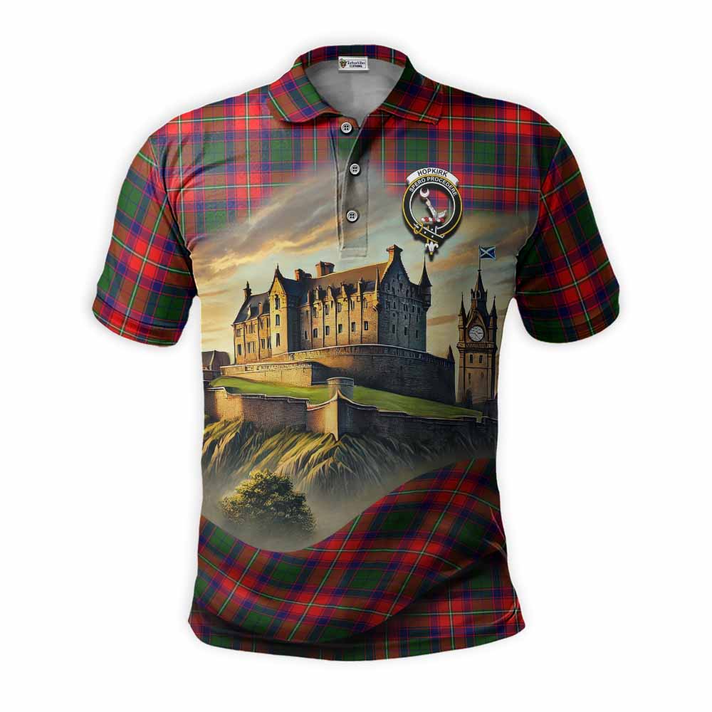 Hopkirk Tartan Family Crest Polo Shirt with Scottish Ancient Castle Style Kid - Tartan Vibes Clothing