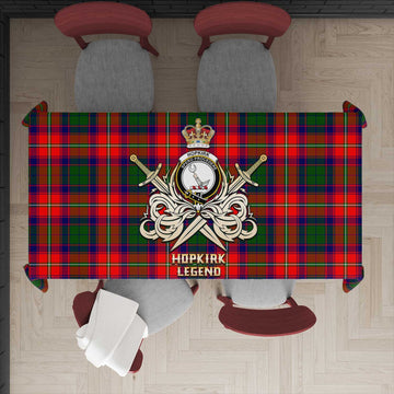 Hopkirk Tartan Tablecloth with Clan Crest and the Golden Sword of Courageous Legacy - Tartan Vibes Clothing