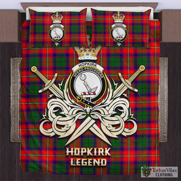 Hopkirk Tartan Bedding Set with Clan Crest and the Golden Sword of Courageous Legacy