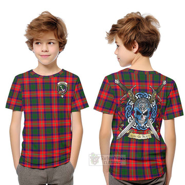 Hopkirk Tartan Kid T-Shirt with Family Crest Celtic Skull Style Youth XL Size14 - Tartan Vibes Clothing