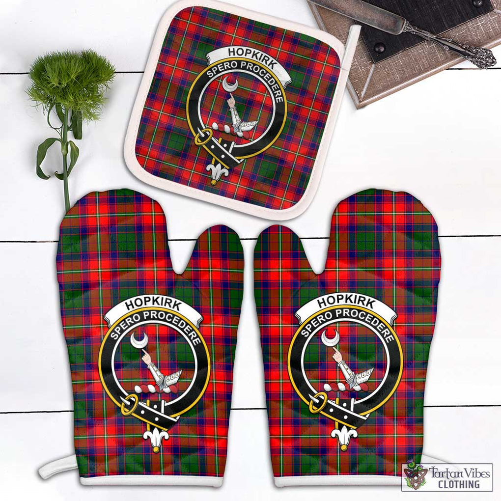 Hopkirk Tartan Combo Oven Mitt & Pot-Holder with Family Crest White - Tartan Vibes Clothing