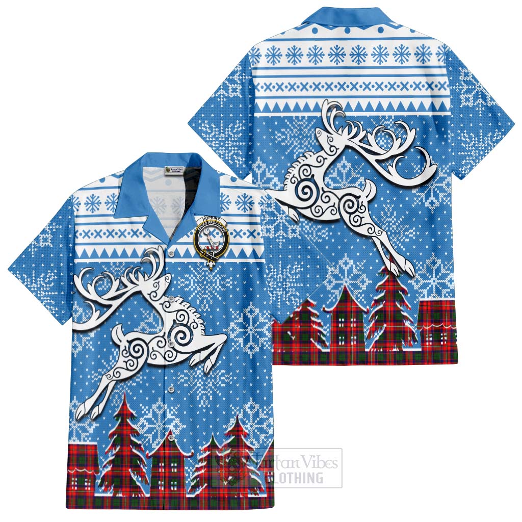 Hopkirk Clan Christmas Hawaiian Shirt Celtic Reindeer Style Kid - Tartan Vibes Clothing