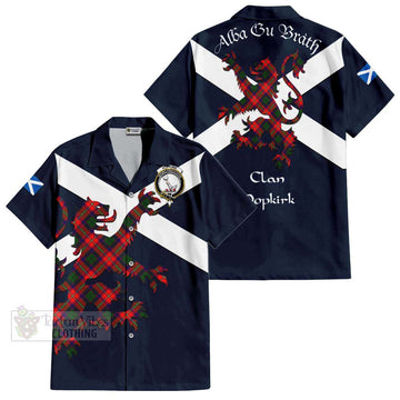 Hopkirk Tartan Lion Rampant Hawaiian Shirt Proudly Display Your Heritage with Alba Gu Brath and Clan Name Kid - Tartan Vibes Clothing