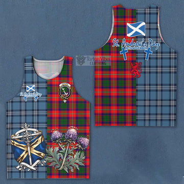 Hopkirk Tartan Men's Tank Top Happy St. Andrew's Day Half Tartan Style Men - Tartan Vibes Clothing