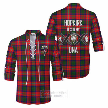 Hopkirk Tartan Ghillie Kilt Shirt with Family Crest DNA In Me Style Men - Tartan Vibes Clothing