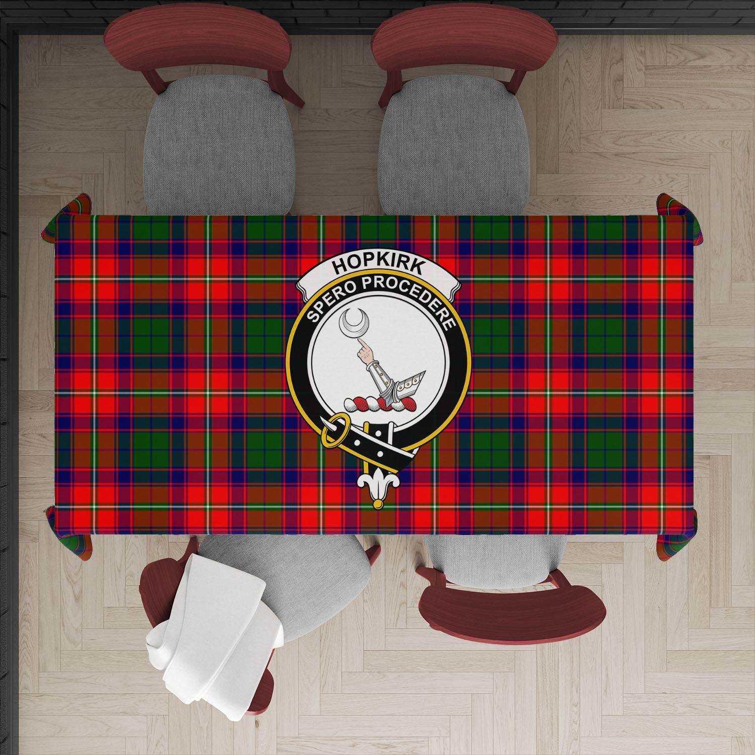 Hopkirk Tartan Tablecloth with Family Crest XL 57.1"x70.9"(145x180cm) - Tartan Vibes Clothing