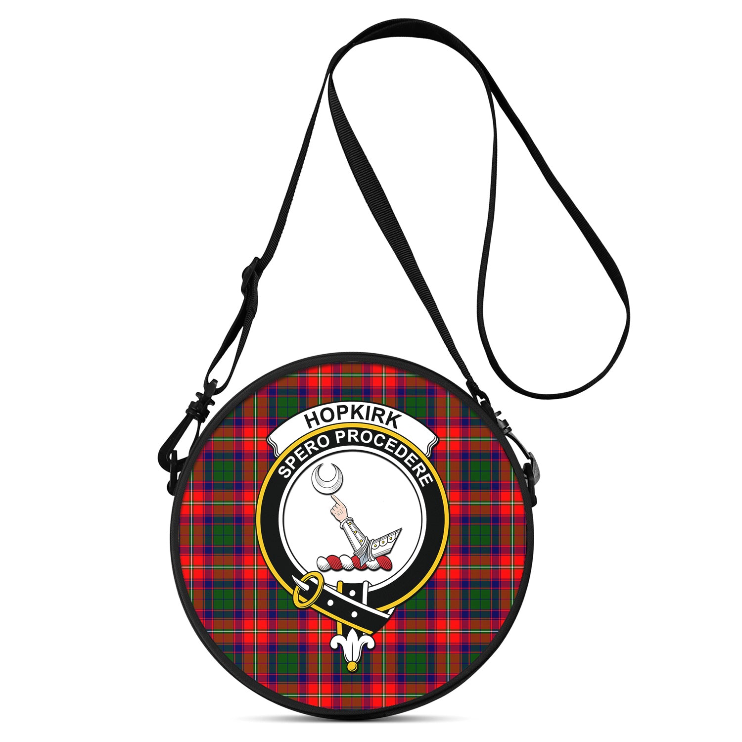 Hopkirk Tartan Round Satchel Bags with Family Crest One Size 9*9*2.7 inch - Tartan Vibes Clothing