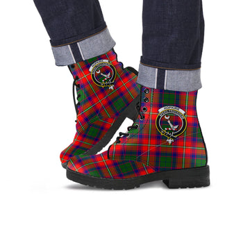 Hopkirk Tartan Leather Boots with Family Crest Men' Boots - Tartan Vibes Clothing