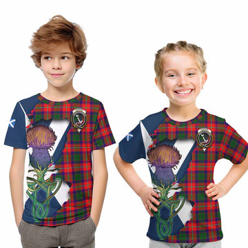 Tartan Vibes Clothing Hopkirk Tartan Family Crest Kid T-Shirt Scottish Thistle Celtic Inspired