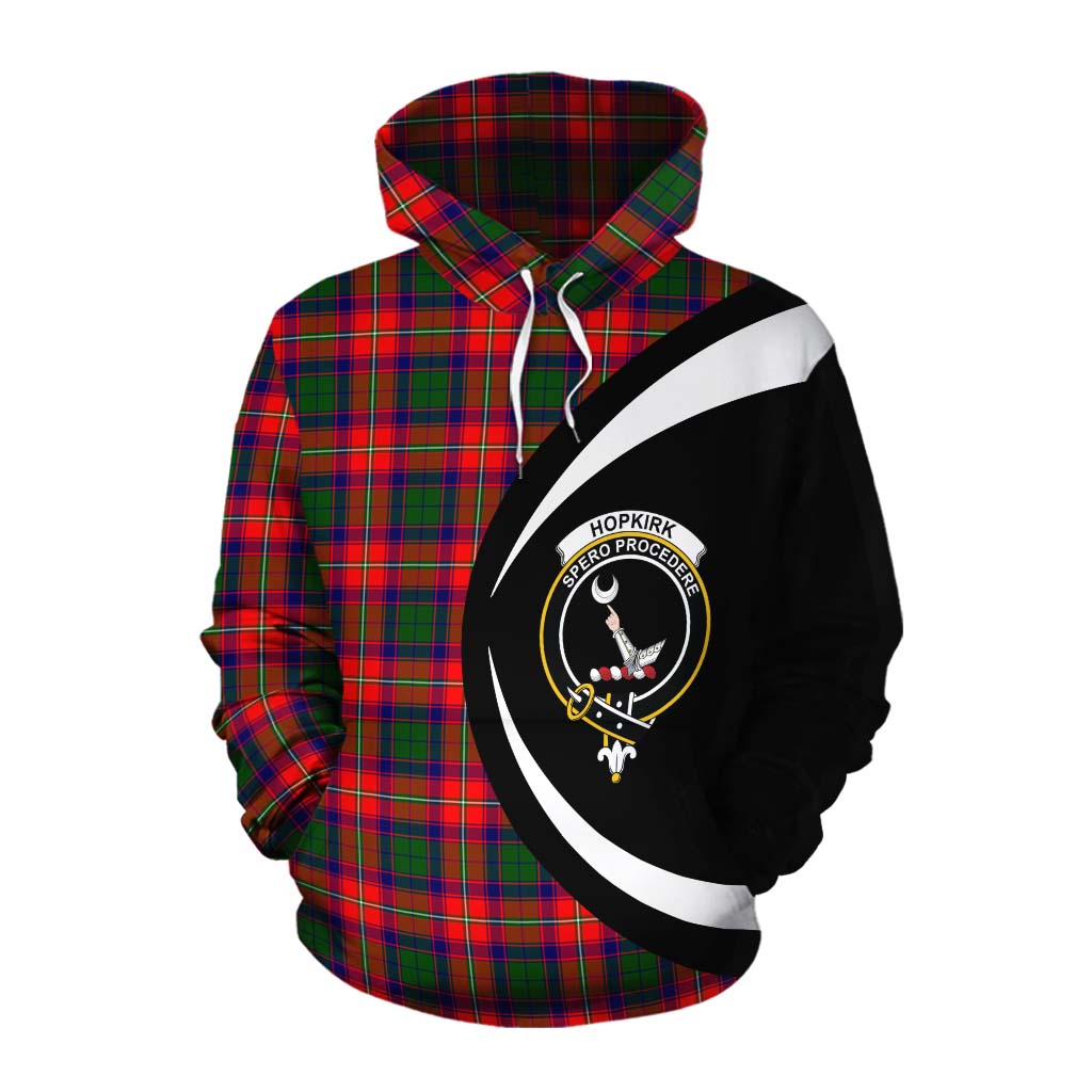 Hopkirk Tartan Cotton Hoodie with Family Crest Circle Style Pullover Hoodie XS - Tartan Vibes Clothing