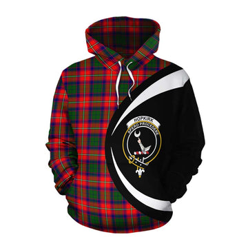 Hopkirk Tartan Cotton Hoodie with Family Crest Circle Style Pullover Hoodie XS - Tartan Vibes Clothing