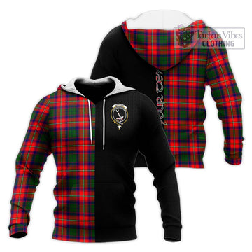 Hopkirk Tartan Knitted Hoodie with Family Crest and Half Of Me Style Unisex Knitted Pullover Hoodie - Tartan Vibes Clothing