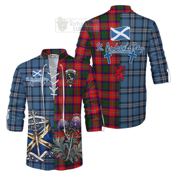 Hopkirk Tartan Ghillie Kilt Shirt Happy St. Andrew's Day Half Tartan Style Men - Tartan Vibes Clothing